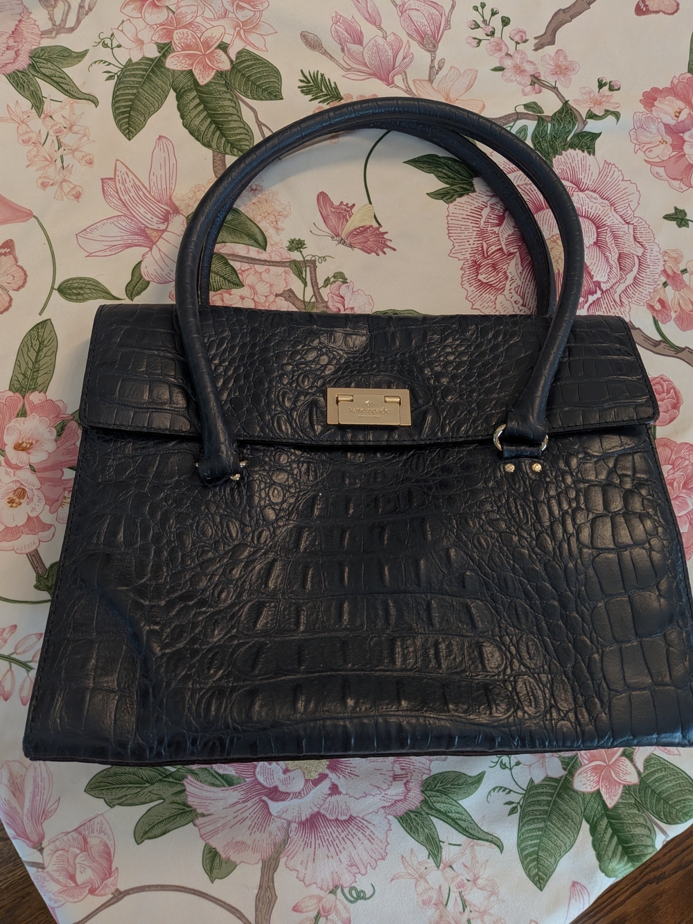 Kate Spade Navy blue crocodile Leather Handbag